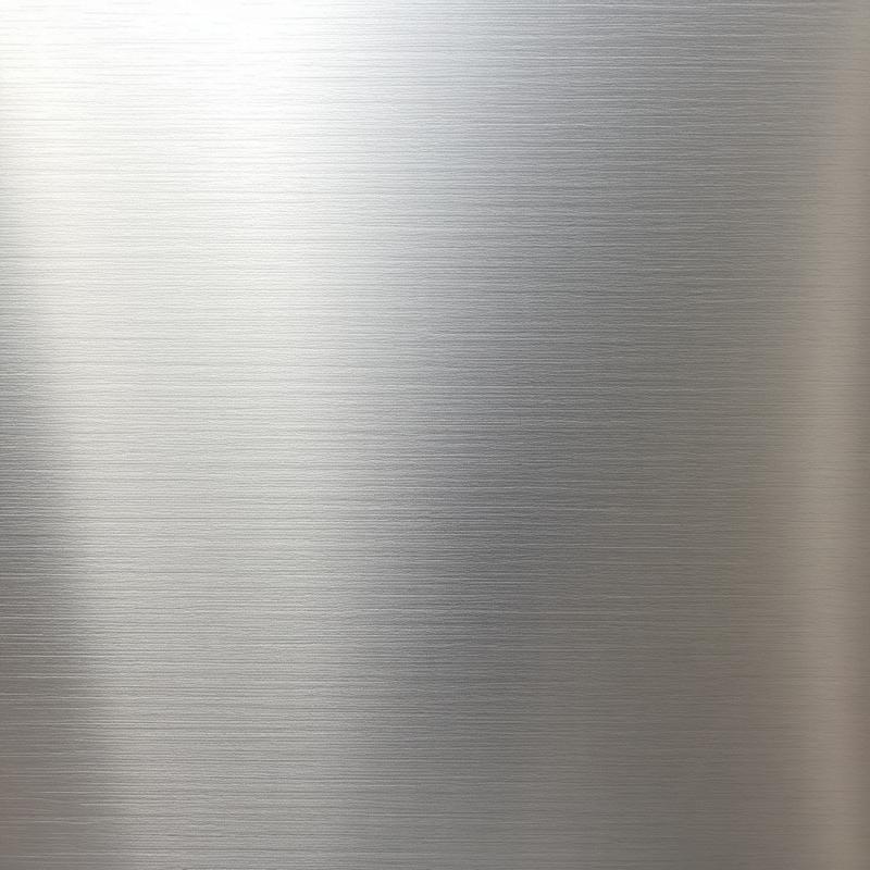 Close-up of brushed stainless steel with a fine linear grain